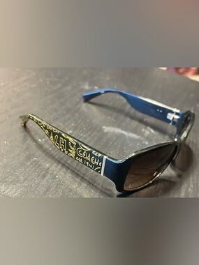 Coach Black Sunglasses with Gold Accent Temple Art